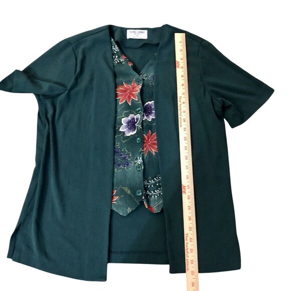 Vintage Alfred Dunner Petite Blouse Womens 8 Used Green Floral - Picture 11 of 11